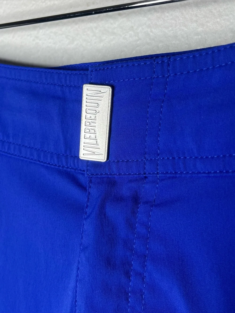 Vilebrequin Solid Blue Flat Belt Swim Shorts Trunks Short Inseam Size Medium